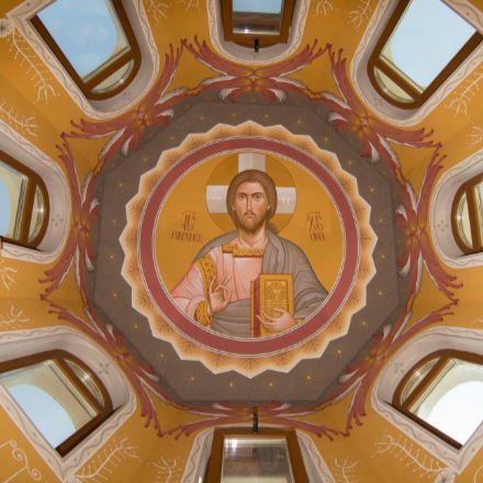 Elkészült a Görögkatolikus Papnevelő Intézet kápolnájának Krisztust ábrázoló falképe