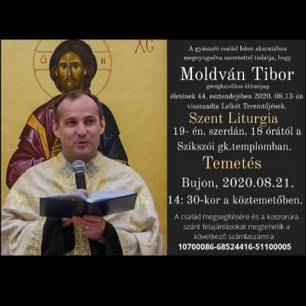 Boldog nyugalmat és örök emléket - pénteken kísérik utolsó útjára Moldván Tibor atyát